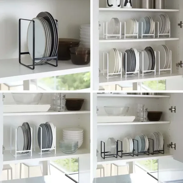 1pc Kitchen Cabinet Plate Storage Countertop Dish Rack Drawer Dinner Plate Partition Drain Rack Layered Storage Rack Accessories - Image 5