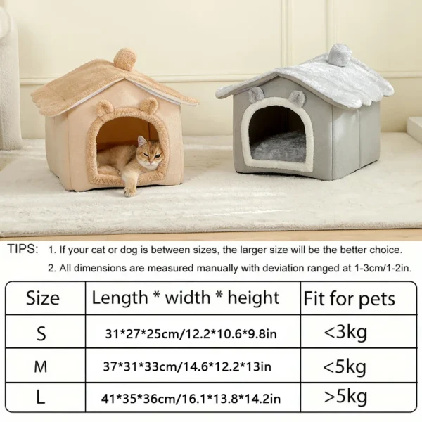 Foldable Pet House Removable Washable Cat House Puppy Cave Sofa Pet Bed House for Extra Small Dogs and Small and Medium Cats - Image 6
