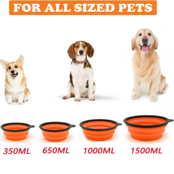 Folding Portable Silicone Dog Feeder Bowl 2 In 1 Pet Dispenser Outdoor Travel Dog Cat with Carabiner Bottle Food Water Container - Image 5