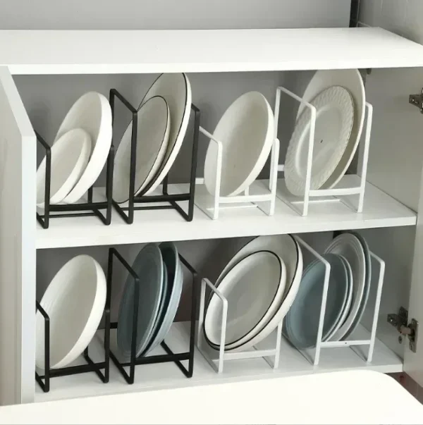 1pc Kitchen Cabinet Plate Storage Countertop Dish Rack Drawer Dinner Plate Partition Drain Rack Layered Storage Rack Accessories - Image 3