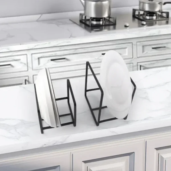1pc Kitchen Cabinet Plate Storage Countertop Dish Rack Drawer Dinner Plate Partition Drain Rack Layered Storage Rack Accessories - Image 4