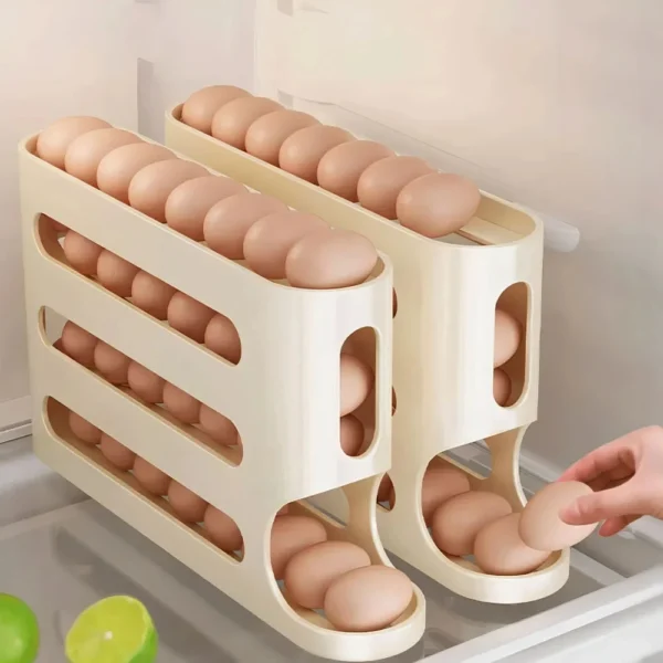 4-Layer Rolling Egg Dispenser Rack – Automatic Egg Storage for Fridge & Kitchen - Image 5