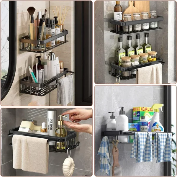 No-Drill Aluminum Wall Shelf Organizer for Bathroom - Image 5