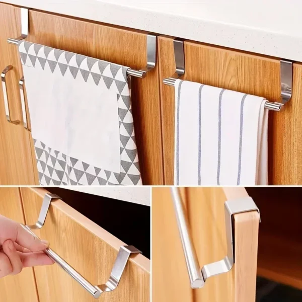Over-the-Door Stainless Steel Towel Rack – No-Drill Kitchen & Bathroom Hanging Holder - Image 3