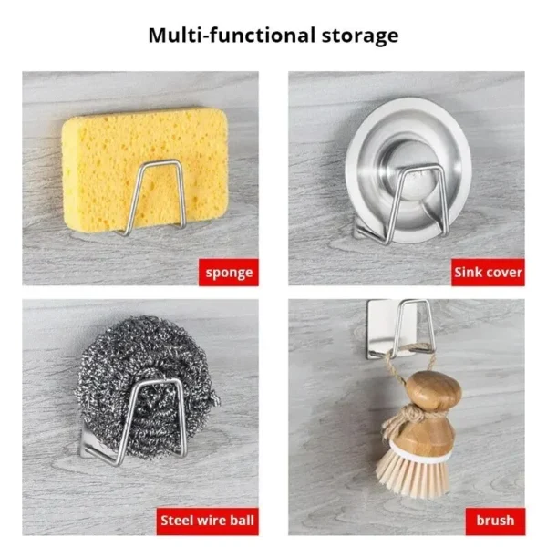Stainless Steel Sink Sponge Holder – Wall-Mounted Kitchen Organizer - Image 5