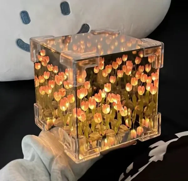 DIY Tulip Flower Cube Night Light – 3D Gift Kit for Couples