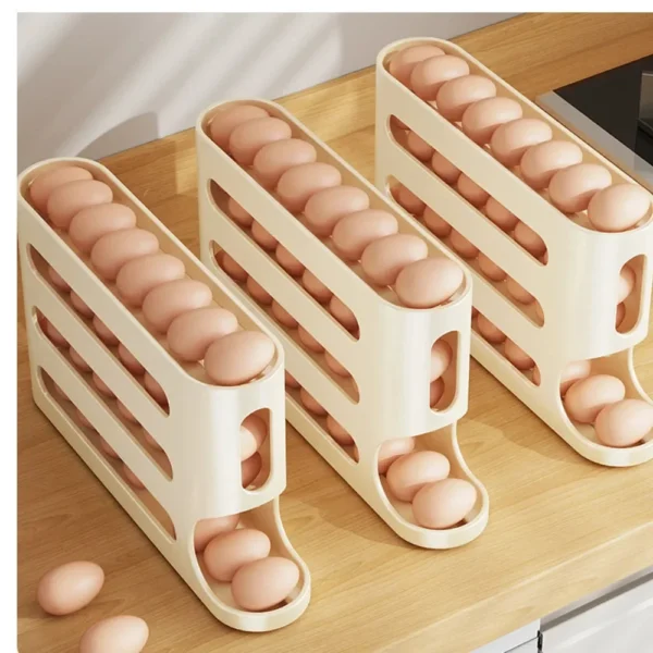 4-Layer Rolling Egg Dispenser Rack – Automatic Egg Storage for Fridge & Kitchen - Image 2