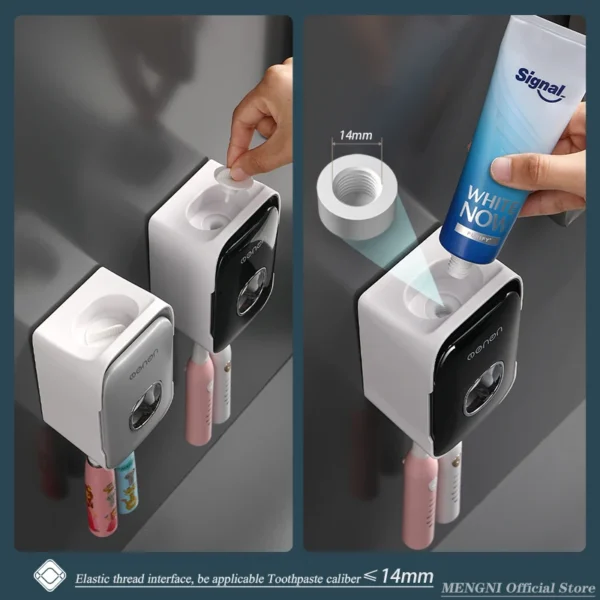 Wall-Mounted Automatic Toothpaste Dispenser & Toothbrush Holder – No Drill - Image 3