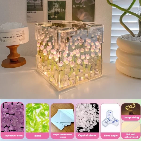 DIY Tulip Flower Cube Night Light – 3D Gift Kit for Couples - Image 7