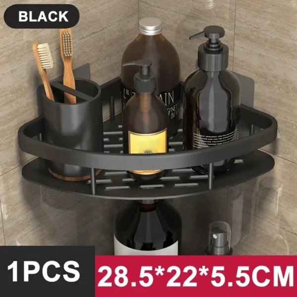 No-Drill Aluminum Wall Shelf Organizer for Bathroom - Image 13