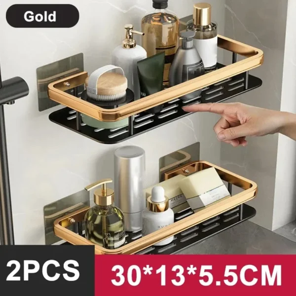 No-Drill Aluminum Wall Shelf Organizer for Bathroom - Image 14