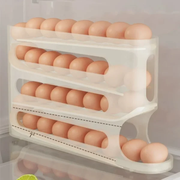 4-Layer Rolling Egg Dispenser Rack – Automatic Egg Storage for Fridge & Kitchen - Image 3