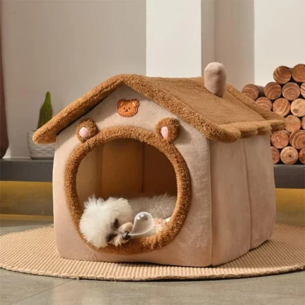 Foldable Washable Pet House – Cozy Cotton Bed for Cats & Small Dogs | Portable Puppy Cave Sofa - Image 5