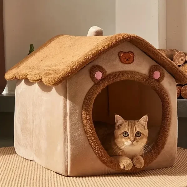 Foldable Washable Pet House – Cozy Cotton Bed for Cats & Small Dogs | Portable Puppy Cave Sofa - Image 2