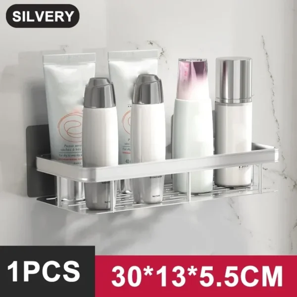 No-Drill Aluminum Wall Shelf Organizer for Bathroom - Image 9