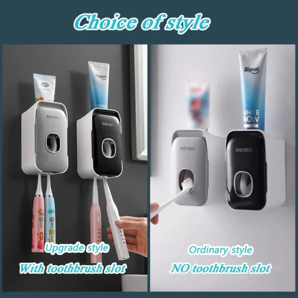 Wall-Mounted Automatic Toothpaste Dispenser & Toothbrush Holder – No Drill - Image 2