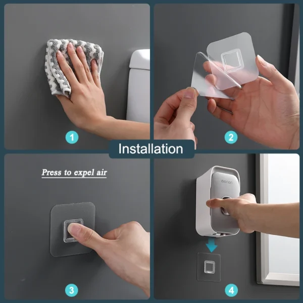 Wall-Mounted Automatic Toothpaste Dispenser & Toothbrush Holder – No Drill - Image 5