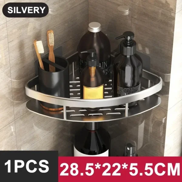 No-Drill Aluminum Wall Shelf Organizer for Bathroom - Image 11