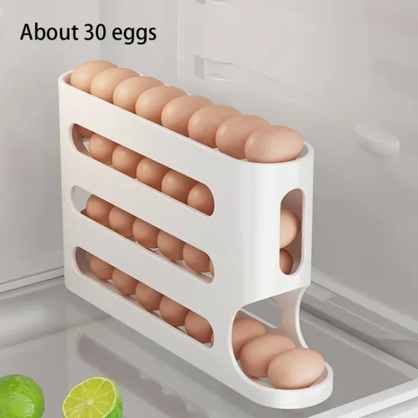 4-Layer Rolling Egg Dispenser Rack – Automatic Egg Storage for Fridge & Kitchen - Image 7