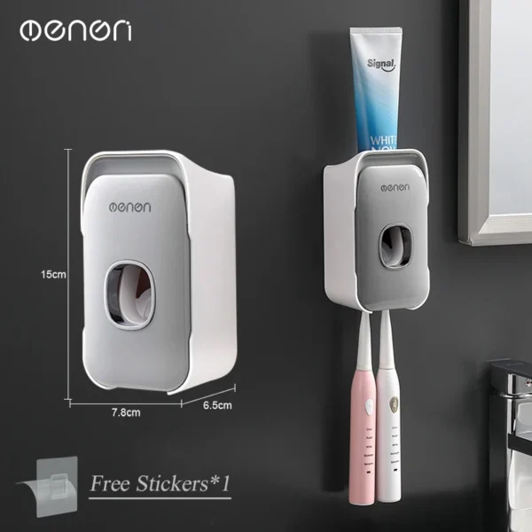 Wall-Mounted Automatic Toothpaste Dispenser & Toothbrush Holder – No Drill - Image 10