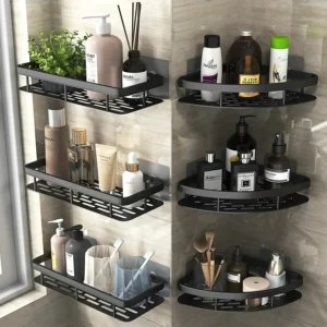 No-Drill Aluminum Wall Shelf Organizer for Bathroom