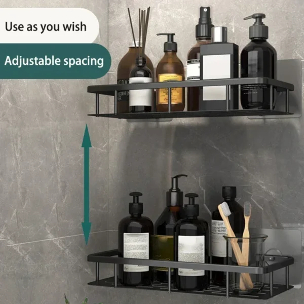 No-Drill Aluminum Wall Shelf Organizer for Bathroom - Image 4