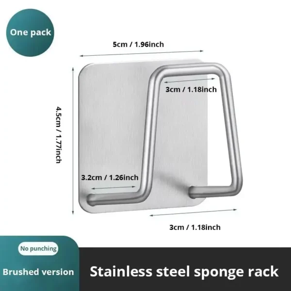 Stainless Steel Sink Sponge Holder – Wall-Mounted Kitchen Organizer - Image 4