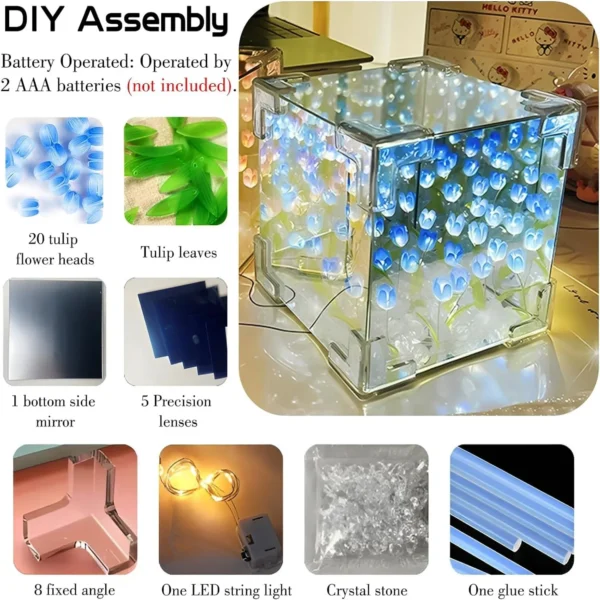DIY Tulip Flower Cube Night Light – 3D Gift Kit for Couples - Image 2