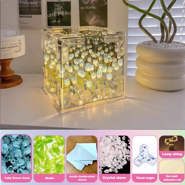 DIY Tulip Flower Cube Night Light – 3D Gift Kit for Couples - Image 5