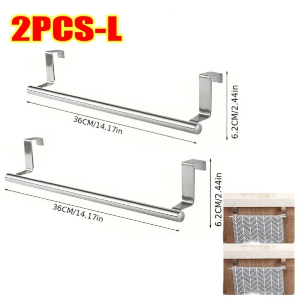 Over-the-Door Stainless Steel Towel Rack – No-Drill Kitchen & Bathroom Hanging Holder - Image 9