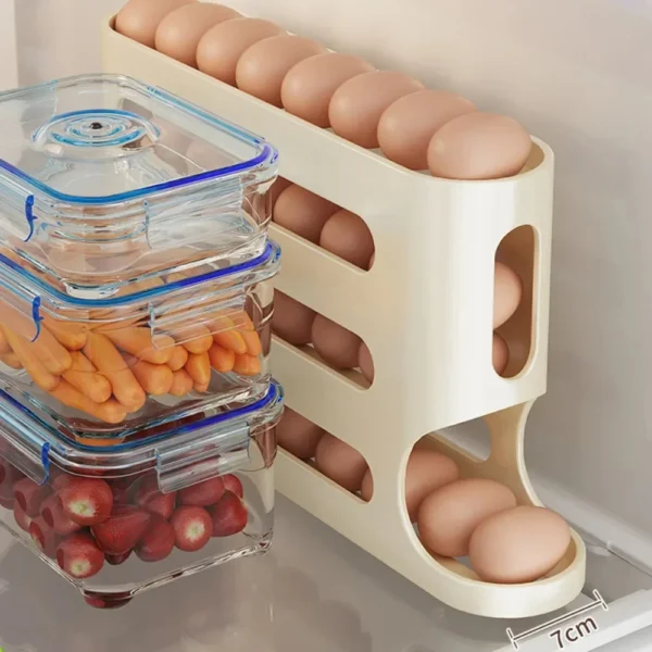 4-Layer Rolling Egg Dispenser Rack – Automatic Egg Storage for Fridge & Kitchen - Image 4