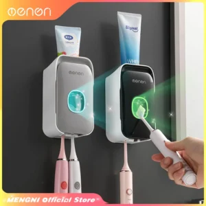 Wall-Mounted Automatic Toothpaste Dispenser & Toothbrush Holder – No Drill