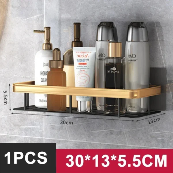 No-Drill Aluminum Wall Shelf Organizer for Bathroom - Image 7