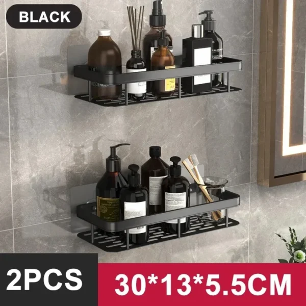 No-Drill Aluminum Wall Shelf Organizer for Bathroom - Image 10