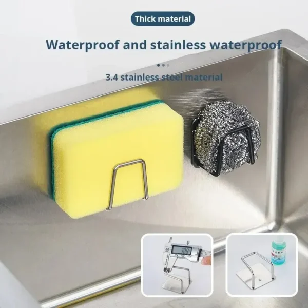 Stainless Steel Sink Sponge Holder – Wall-Mounted Kitchen Organizer - Image 3