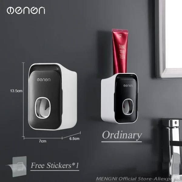 Wall-Mounted Automatic Toothpaste Dispenser & Toothbrush Holder – No Drill - Image 9