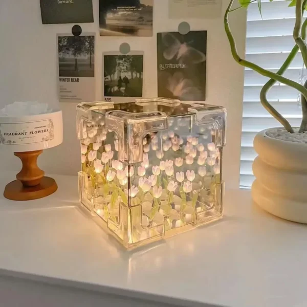 DIY Tulip Flower Cube Night Light – 3D Gift Kit for Couples - Image 4
