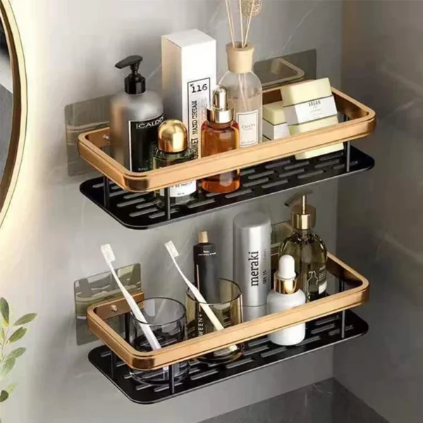 No-Drill Aluminum Wall Shelf Organizer for Bathroom - Image 2