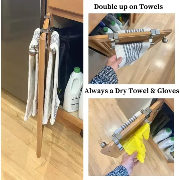 Over-the-Door Stainless Steel Towel Rack – No-Drill Kitchen & Bathroom Hanging Holder - Image 4